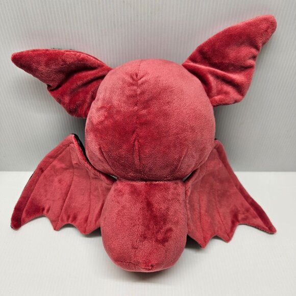 Red Goth Bat Plush Toy With Star Embroidery and Black Leatherette Wings - Picture 3 of 5